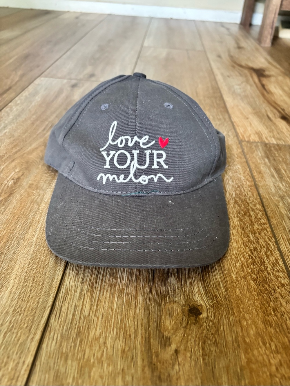 Love Your Melon Gray Baseball Cap with Red Heart Embroidery